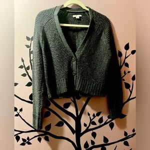 American Eagle XS Grey Cropped Cardigan Sweater